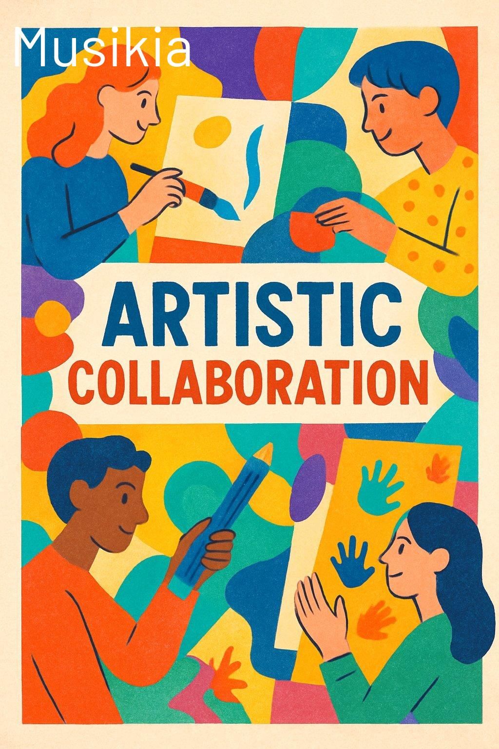 Affiche artistique colorée illustrant la collaboration Einstein on the Beach mêlant musique et visuels innovants.