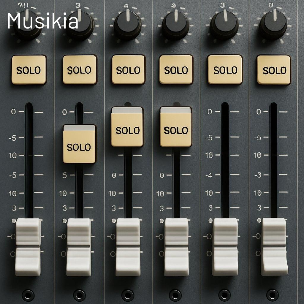 Boutons Solo sur un audio mixer permettent d'isoler un canal pour une écoute précise.