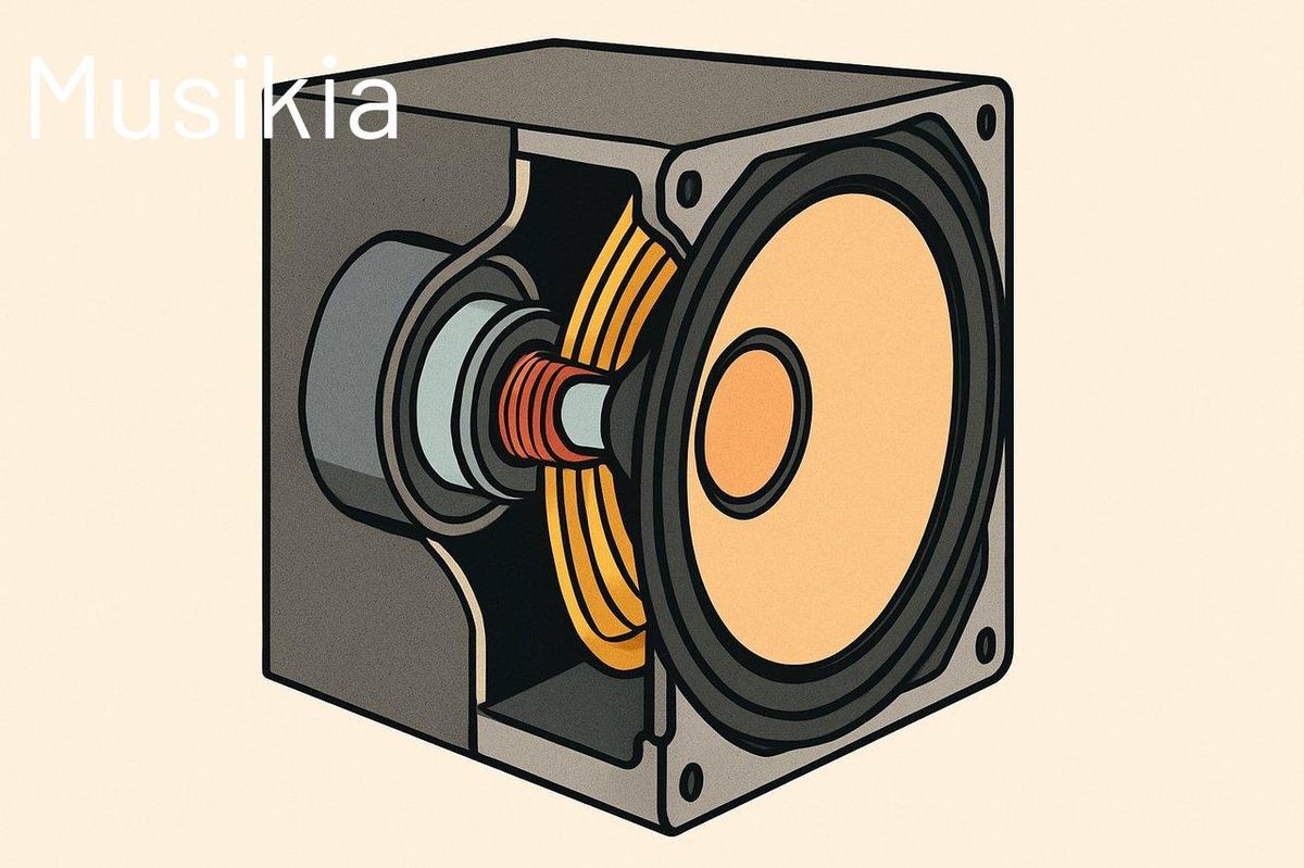 Diagramme en coupe d’un speaker montrant RMS, SPL et sensibilité pour mieux comprendre ses caractéristiques techniques.