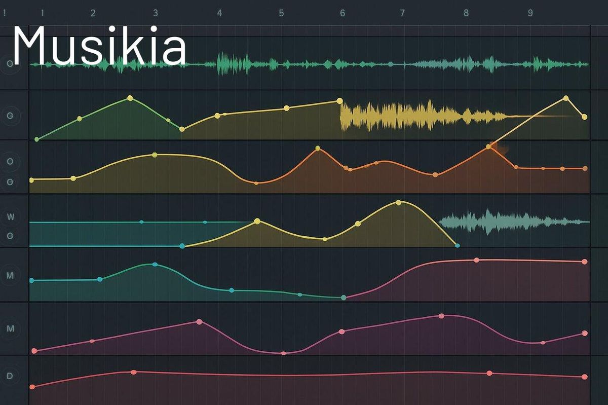 Interface de digital audio workstation automation illustrant des courbes colorées pour ajuster les paramètres.