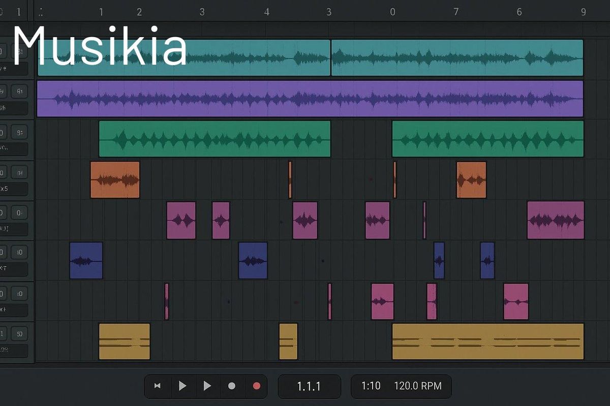 Interface d’un DAW multitrack session avec pistes audio et MIDI pour la production musicale.