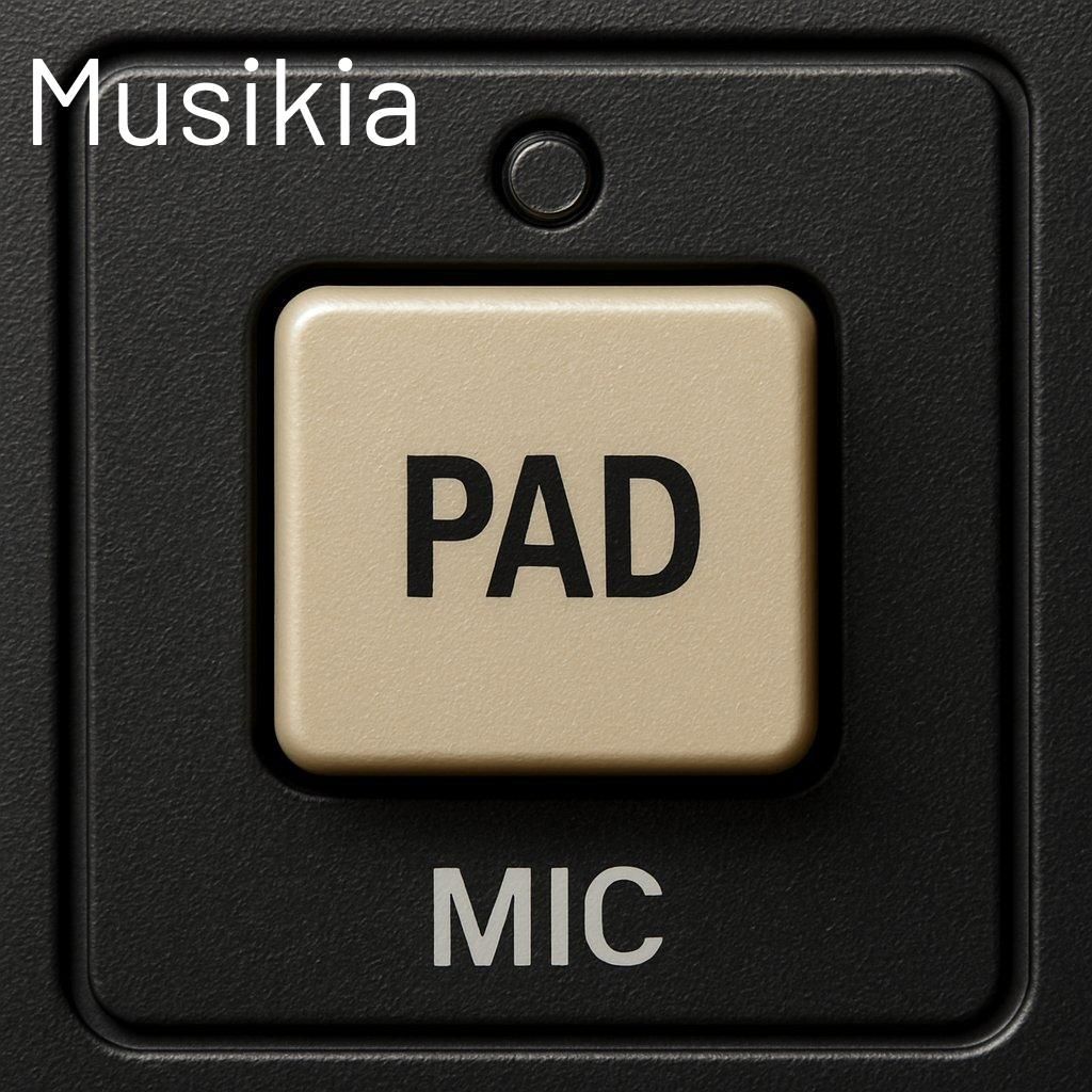 Le microphone preamp avec le bouton pad activé pour atténuer le signal en studio d'enregistrement.