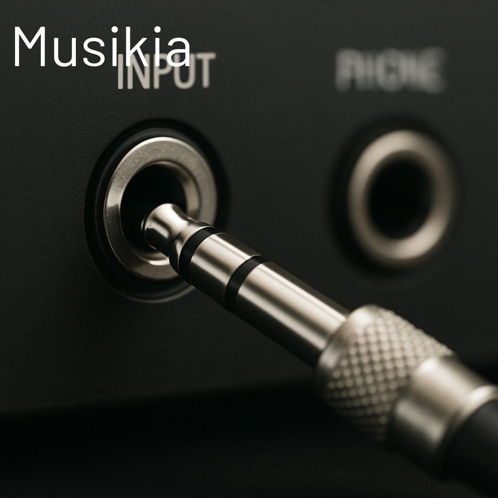 Prise stereo jack insert audio sur console de mixage, essentielle pour les connexions professionnelles.