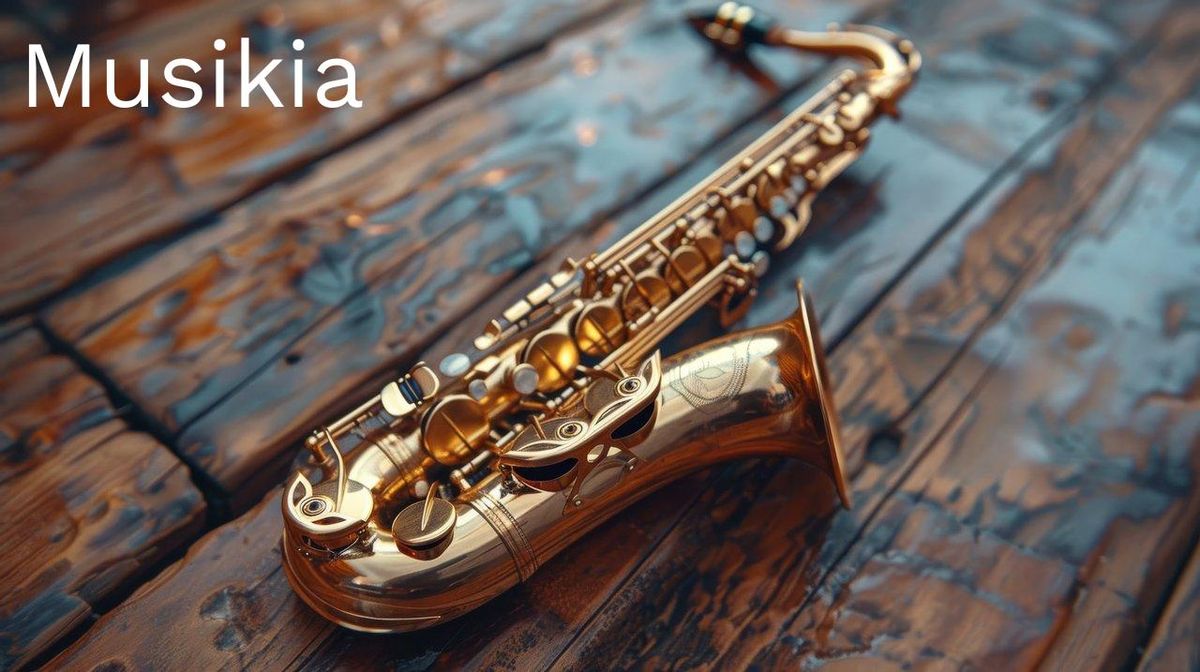 Saxophone doré sur table en bois : l'essence du son commence par le choix de son bec.