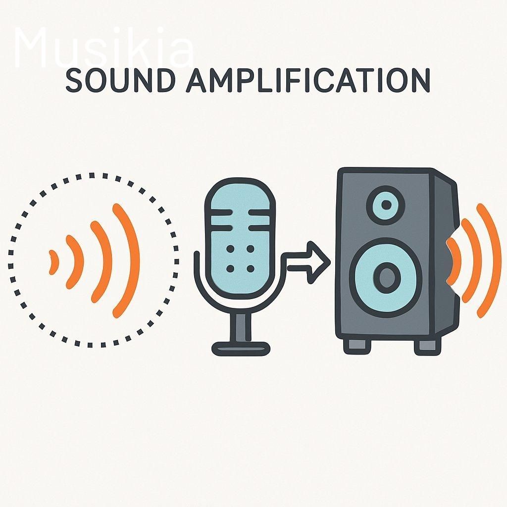 Schéma illustrant l’impact de la surface et des matériaux sur la sound amplification diagram.