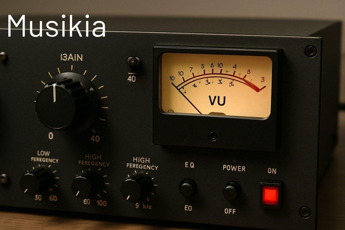 Studio analog preamp avec boutons de gain et indicateurs lumineux pour une qualité audio optimale.