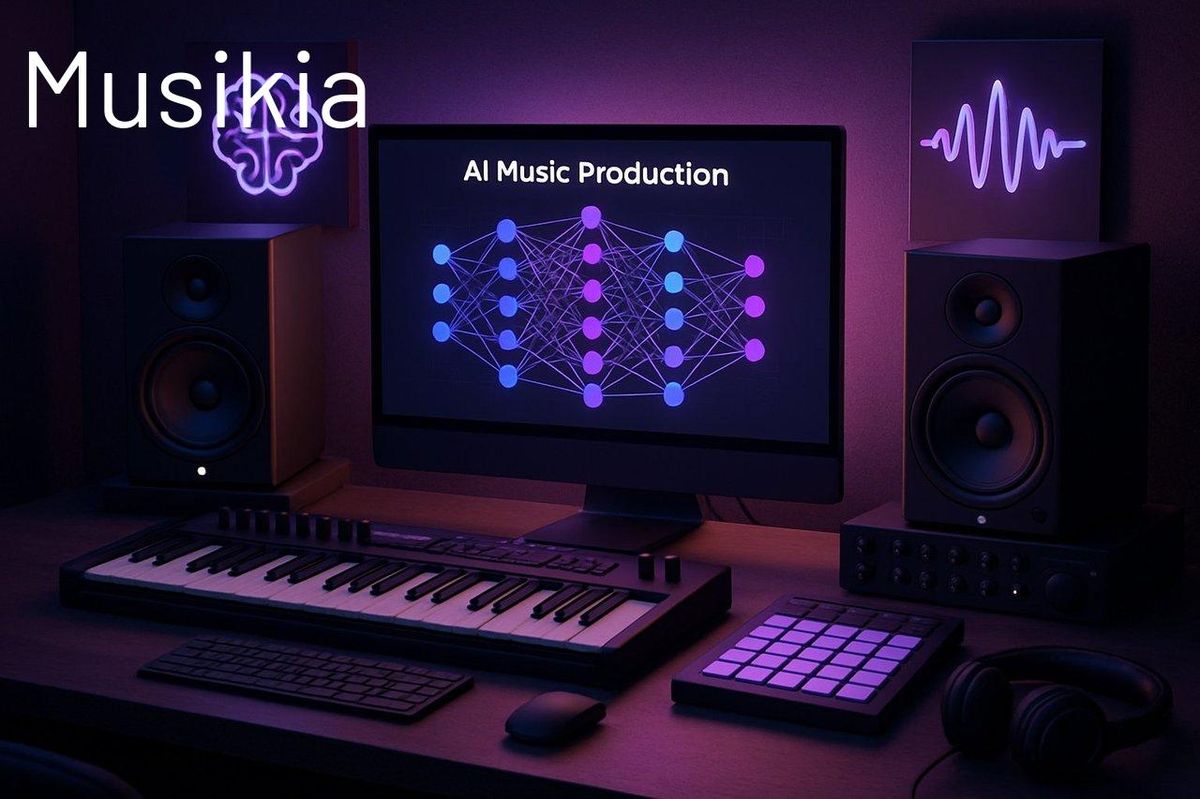 Studio de mixage numérique innovant utilisant un logiciel IA pour la production musicale optimisée.