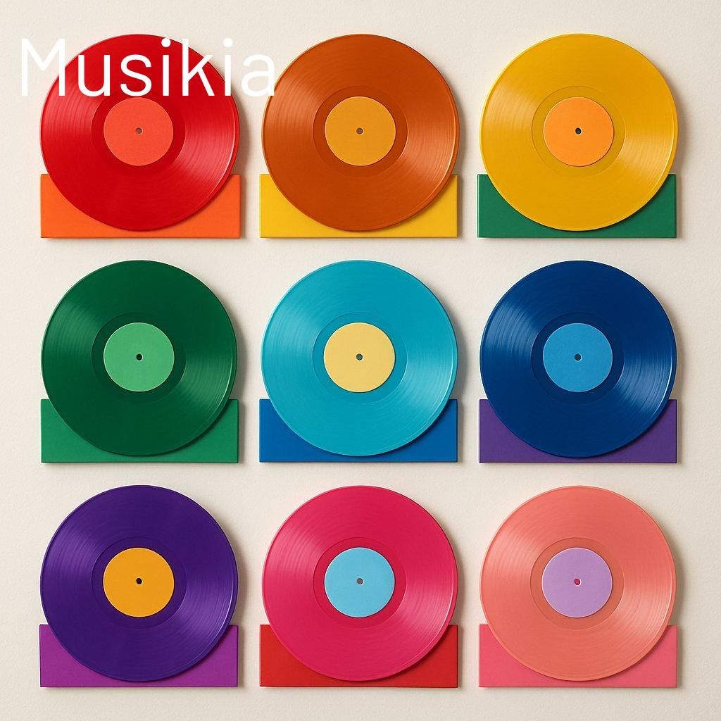 Vitrine de vinyles colorés et éditions limitées dans un magasin spécialisé, parfaits pour les collectionneurs.