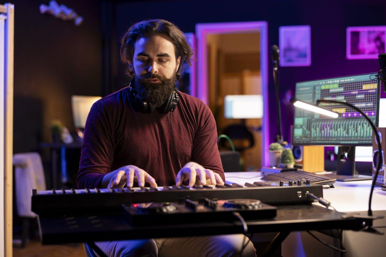 L'écran d’un digital keyboard metronome avec réglages de tempo pour un accompagnement précis.